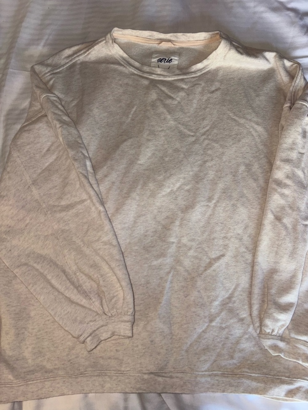 Aerie Cream Textured Crewneck Sweatshirt